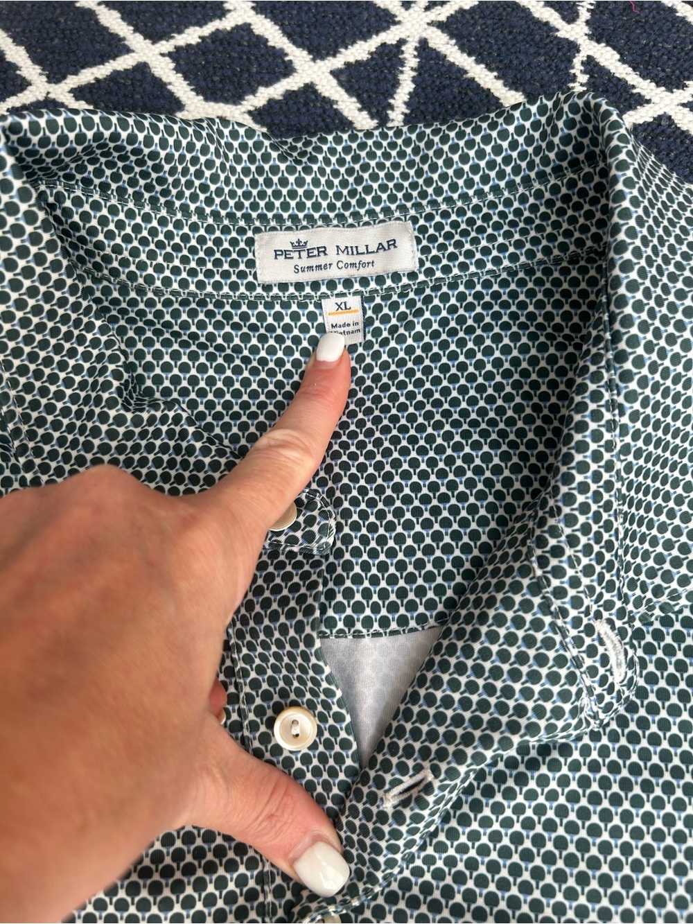 Peter Millar Teal Micro-Pattern Polo green - Picture 3 of 3